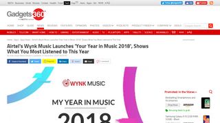 
                            10. Airtel's Wynk Music Launches 'Your Year in Music 2018', ...