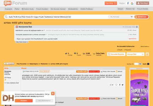 
                            5. airties 4400 şifre koyma » Sayfa 1 - 1 - DonanımHaber Forum