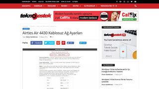 
                            2. Airties Air 4430 Kablosuz Ağ Ayarları | TeknoDestek