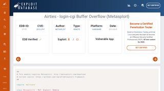 
                            10. Airties - login-cgi Buffer Overflow (Metasploit) - Exploit Database