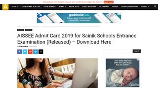 
                            5. AISSEE Admit Card 2019 for Sainik Schools Entrance Examination ...