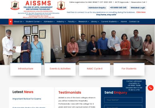 
                            6. AISSMS College of Hotel Management and Catering Technology -
