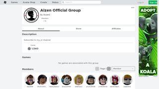 
                            8. Aizen Official Group - Roblox