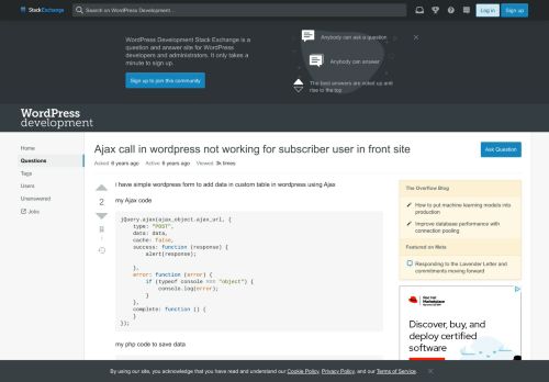 
                            3. Ajax call in wordpress not working for subscriber user in front ...