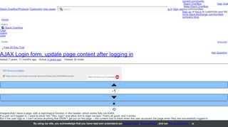 
                            11. AJAX Login form, update page content after logging in - Stack Overflow