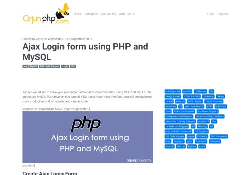 
                            12. Ajax Login form using PHP and MySQL - Arjun