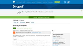 
                            2. Ajax Login/Register | Drupal.org