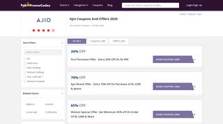 
                            4. Ajio Coupons | 80% Off New User Offers | Referral Code - 2019