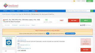 
                            9. AJIO : Rs. 1000 Off on Rs. 1790 (New users) + Rs. 1000 Voucher for ...