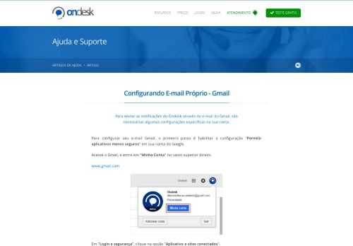 
                            12. Ajuda - Configurando E-mail Próprio - Gmail | Ondesk