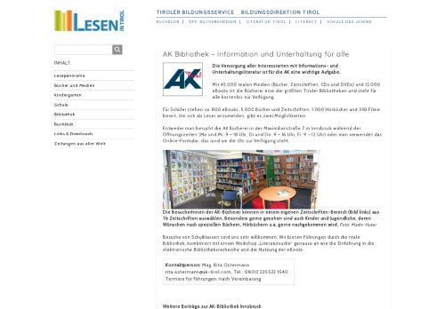 
                            11. AK Bibliothek – Information und Unterhaltung für alle | Lesen in Tirol