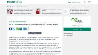 
                            10. ▷ AKAD University erhält eLearning Award für Online-Campus ...