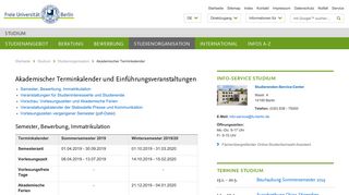 
                            1. Akademischer Terminkalender • Studium • Freie Universität Berlin