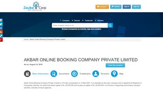 
                            5. AKBAR ONLINE BOOKING COMPANY PRIVATE LIMITED - Zauba Corp