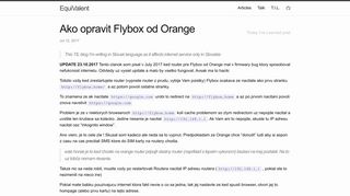
                            11. Ako opravit Flybox od Orange - EquiValent - Tomas Valent