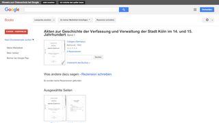 
                            10. Akten zur Geschichte der Verfassung und Verwaltung der Stadt Köln ... - Google Books-Ergebnisseite