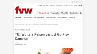 
                            9. Aktion und Gewinnspiel: TUI Wolters Reisen verlost Go-Pro-Kameras