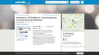 
                            7. Aktivbank.de - Erfahrungen und Bewertungen - Webwiki