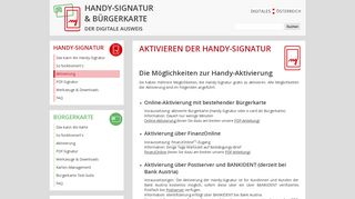 
                            9. Aktivieren der Handy-Signatur : buergerkarte.at