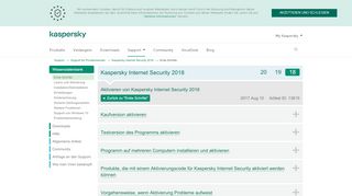 
                            4. Aktivieren von Kaspersky Internet Security 2018 - Kaspersky support