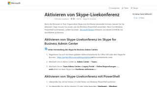 
                            7. Aktivieren von Skype-Livekonferenz | Microsoft Docs