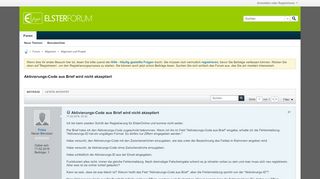 
                            7. Aktivierungs-Code aus Brief wird nicht akzeptiert - Elster-Forum