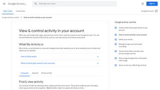
                            1. Aktivitäten in meinem Konto ansehen und verwalten - Google Support