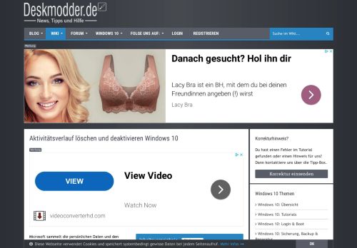 
                            12. Aktivitätsverlauf löschen und deaktivieren Windows 10 Deskmodder Wiki