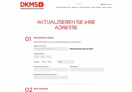 
                            2. Aktualisieren Sie Ihre Adresse - DKMS