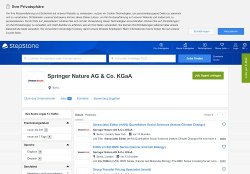 
                            8. Aktuelle Jobs bei Springer Nature AG & Co. KGaA | StepStone