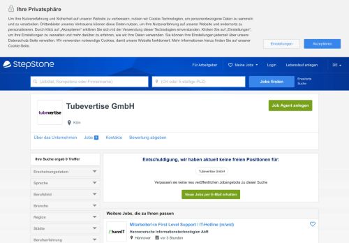 
                            9. Aktuelle Jobs bei Tubevertise GmbH | StepStone