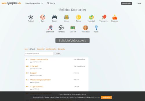 
                            3. Aktuelle Spielpläne - meinSpielplan.de
