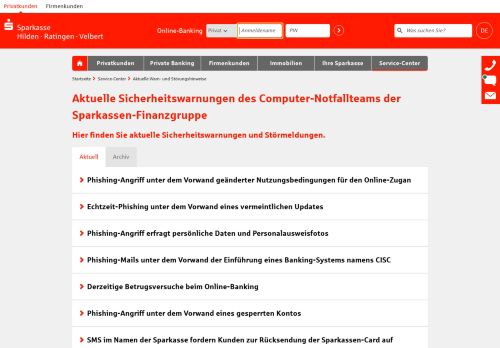
                            8. Aktuelle-Warnhinweise - Sparkasse Hilden-Ratingen-Velbert