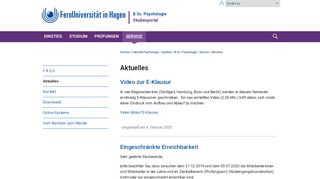 
                            10. Aktuelles | B.Sc. Psychologie - Fernuni Hagen