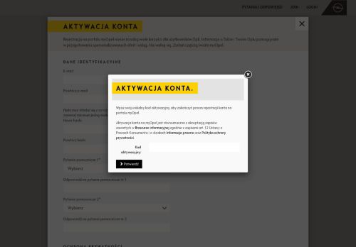 
                            4. Aktywacja Konta - myOpel