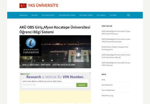 
                            8. AKÜ OBS Giriş,Afyon Kocatepe Üniversitesi Öğrenci Bilgi Sistemi ...