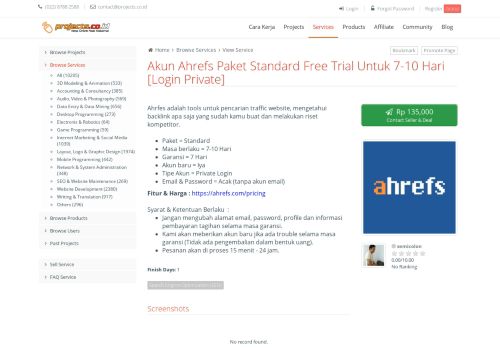 
                            8. Akun Ahrefs Paket Standard Free Trial Untuk 7-10 Hari [Login Private]