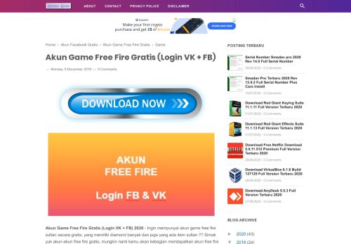 
                            4. Akun Game Free Fire Gratis (Login VK + FB) - Wakil Ilmu