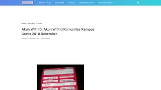 
                            6. Akun WiFI ID: Akun Wifi Id Komunitas Kampus Gratis 2018 Desember