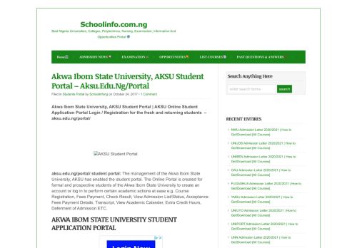 
                            7. Akwa Ibom State University, AKSU Student Portal – Aksu.Edu.Ng ...