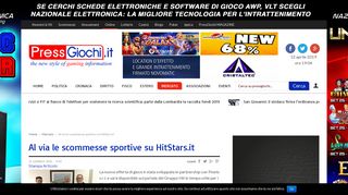 
                            8. Al via le scommesse sportive su HitStars.it | PressGiochi