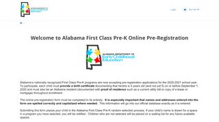 
                            6. Alabama First Class Pre-K Pre-Registration Online Registration