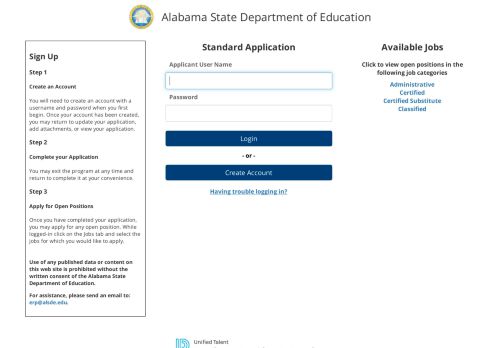 
                            12. Alabama State Department of Education - Standard Application Login