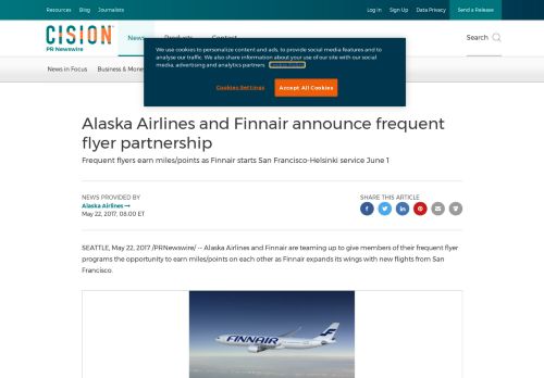 
                            13. Alaska Airlines and Finnair announce frequent flyer ...