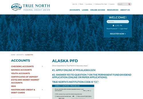 
                            9. Alaska PFD | True North Federal Credit Union