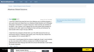 
                            6. Albatross Global Solutions - Mystery Shopping Forum