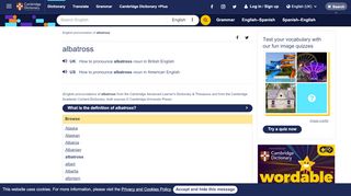 
                            10. ALBATROSS | Pronunciation in English - Cambridge Dictionary