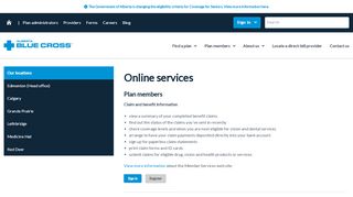 
                            3. Alberta Blue Cross - Online services