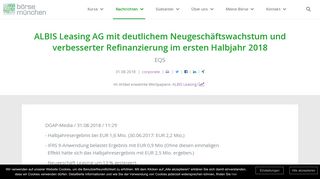 
                            13. ALBIS Leasing AG mit deutlichem Neugeschäftswachstum und ...