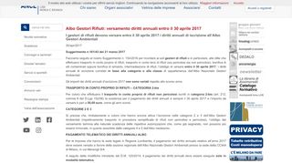 
                            9. Albo Gestori Rifiuti: versamento diritti annuali entro il 30 aprile 2017 ...